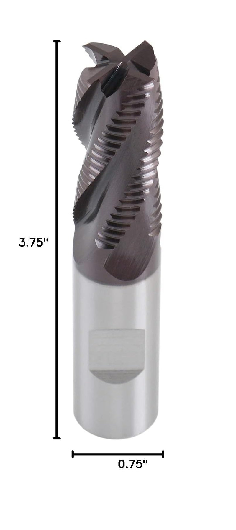 Accusize Industrial Tools 3/4'' Fine Tooth M42 8% Cobalt Tialn Roughing End Mill, 3/4'' Shk Dia, 1-5/8'' Flute Length, 3-3/4'' Oal, 4 Flute, 1104-0034 3/4" Dia, 3/4" Shk Dia, 1-5/8" Flt Length