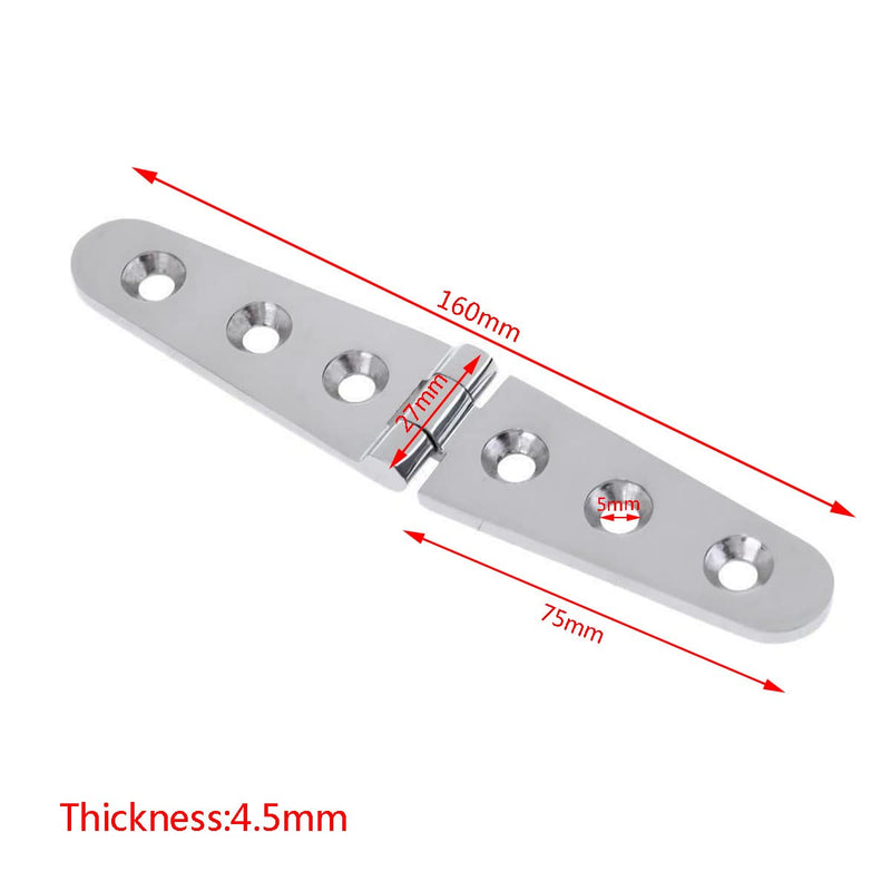 Pair of 6'' x 1" Cast Hatch Strap Deck Door Hinge 316 Stainless Steel Marine Strap Hinges Casting 6 Holes w/Fasteners for Boat Yacht RVs