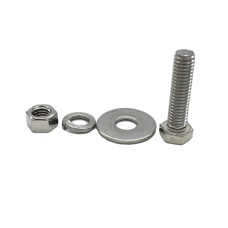 (10 Sets) 5/16-18x1-1/4" Stainless Steel Hex Head Screws bolts and nuts kit, Nuts 5/16, Fender Flat Washer 5/16& Spring Lock Washers 5/16, 18-8 (304) S/S, Fully Threaded by Bolt Fullerkreg (10 Sets) 5/16x1-1/4"
