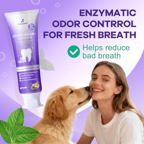 Enzymatic Dog & Cat Toothpaste with Nano-Hydroxyapatite + Medium-Soft Bristles Toothbrush
