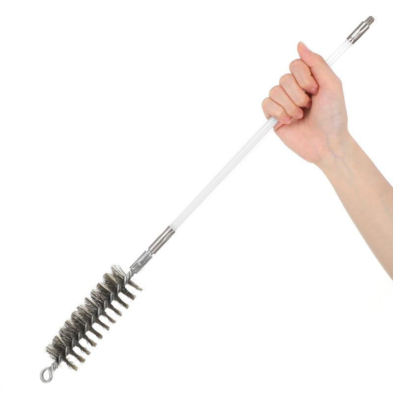 50in Pipe Cleaning Brush Set with Stainless Steel Bristles, Wire Brushs with 4pcs Galvanized Rod, Stainless Steel Pipe Brushs 4pcs for Auto Parts,Bottles,Tubes (3/5,1,1 3/5,2 in Brush Heads