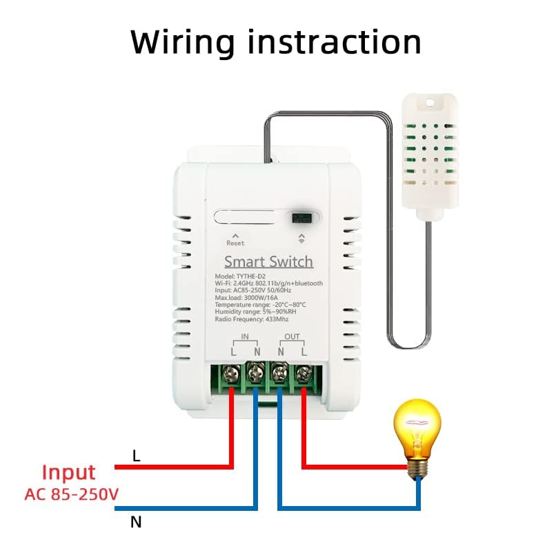 High Power Tuya 16A WiFi Temperature Humidity Controller -Wireless Remote Control with Energy Consumption Monitoring,for Greenhouse,Homebrew,Climbing Pet Breeding,Incubator,Alexa Voice Compatible
