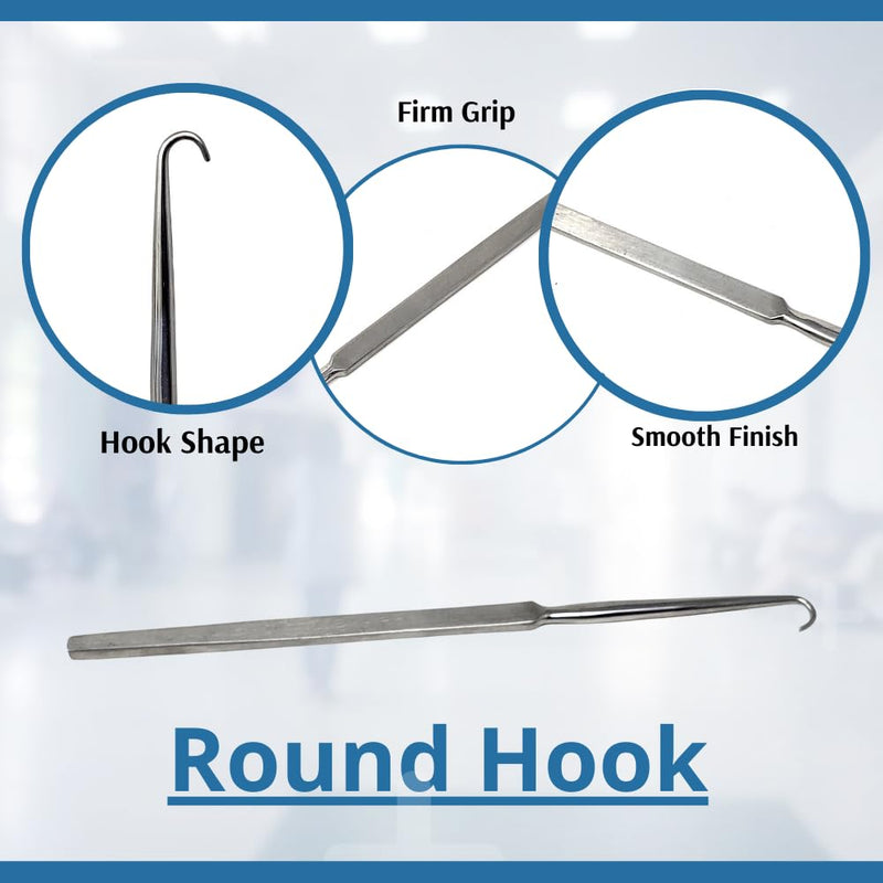 Round Hook 6" Length Surgical Medical Instrument Made of Stainless Steel (1 Pcs) 1 Pcs