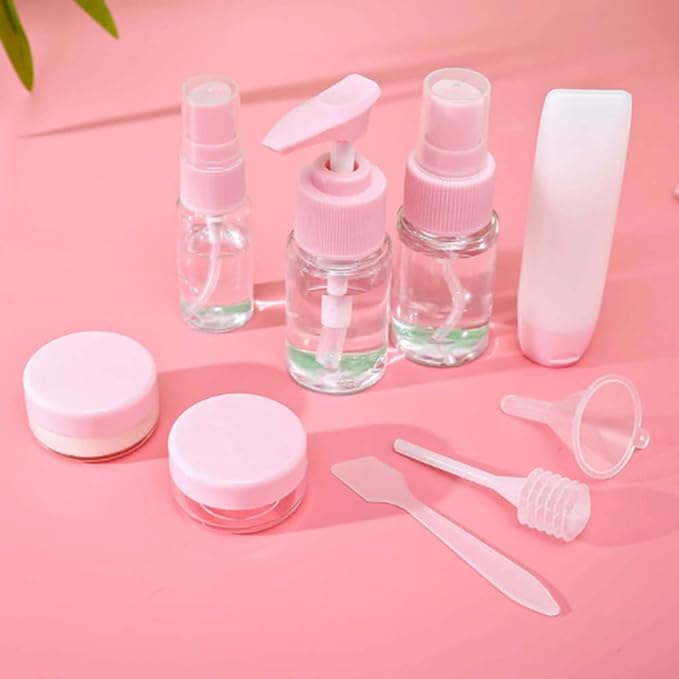 11 Pcs Travel Set Travel Bottles Skincare Travel Set Travel Pouches Refill Bottles Travel Goods Travel Mini Cosmetic Refill Bottles Cream Bottles Plastic Clear Cosmetic Containers Travel Refill - NewNest Australia