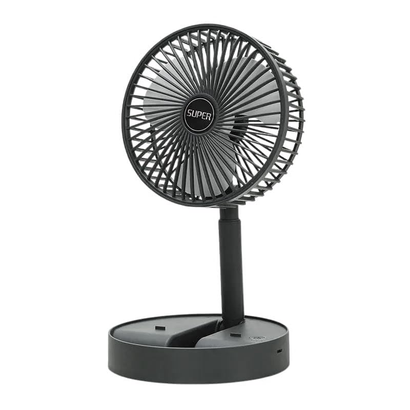Dependable Industries inc. Essentials Telescopic Folding USB Desk Fan – Adjustable Height 11.5" to 14", Quiet Motor, Compact Table Fan with Phone Stand, USB-Powered for Home, Office, Travel (Black) Black
