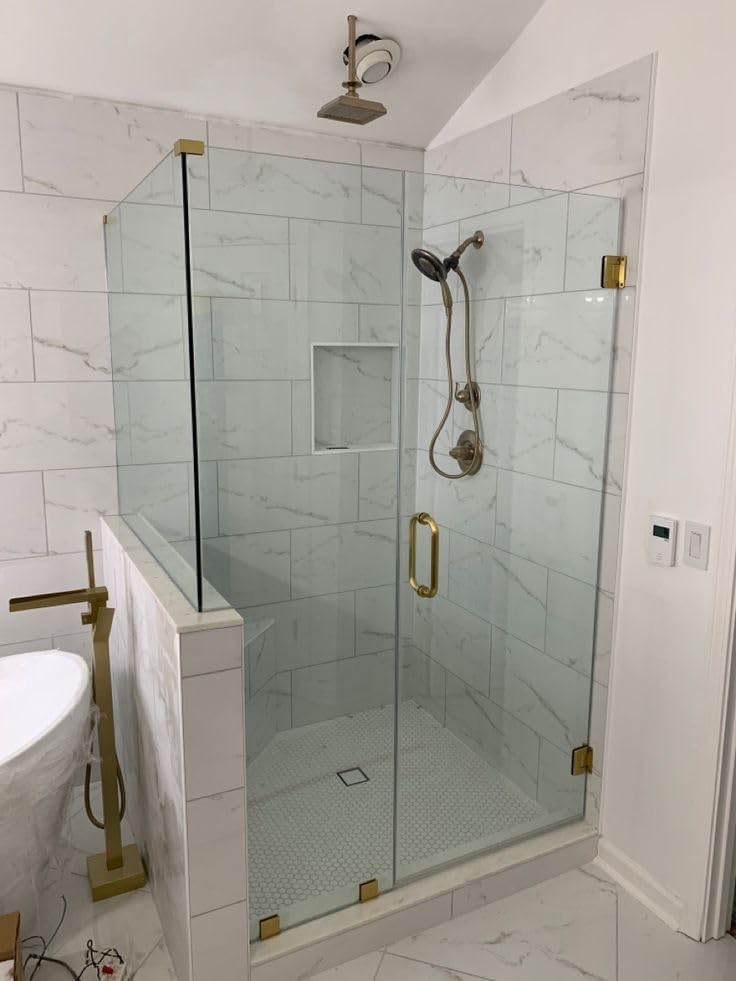 8 inch Glass Shower Door Handle Back to Back Frameless Shower Doors Pull Handle Stainless Steel for 1/4" to 1/2" Thickness Glass - Brushed Gold 8 inch Pull Handle