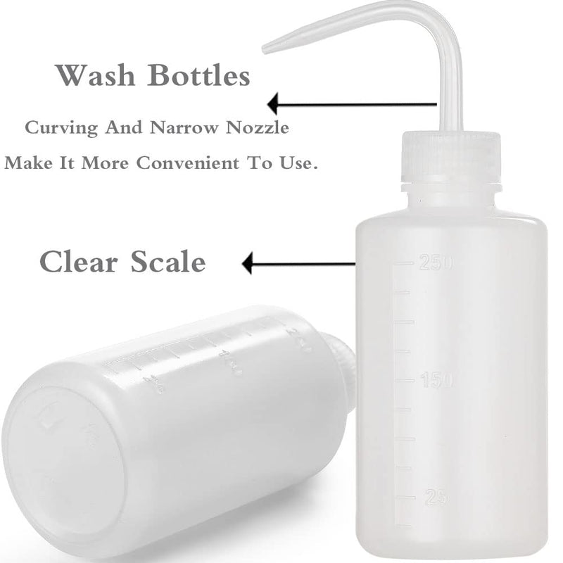 2Pcs Tattoo Wash Bottle 250ml | 8oz Water Squirt Bottle Succulent Watering, Safety Rinse Bottle Watering Tools for Medical Succulent Cleaning Washing Bottle White