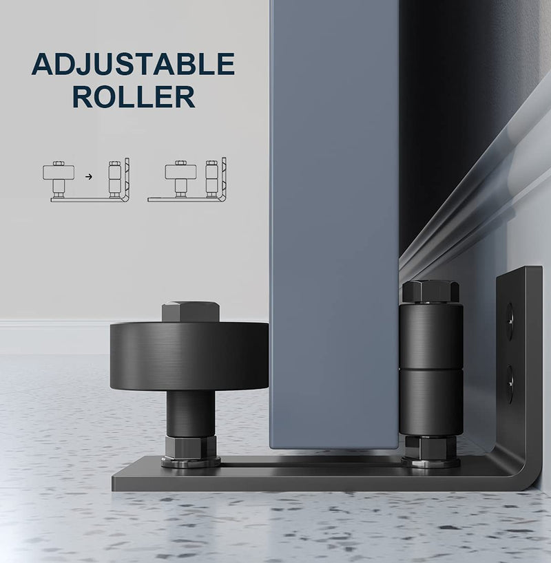 EaseLife Sliding Barn Door Bottom Floor Guide,Adjustable Roller,Wall Mount System,Flush Flat Bottom Design,8 Assemble Setup Options,Fit All Size Door,Black 1 - NewNest Australia