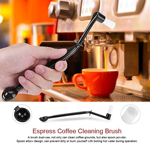 Coffee Machine Cleaning Brush with Spoon Tool Set for Espresso Machine Group Head,Pack of 3,Black