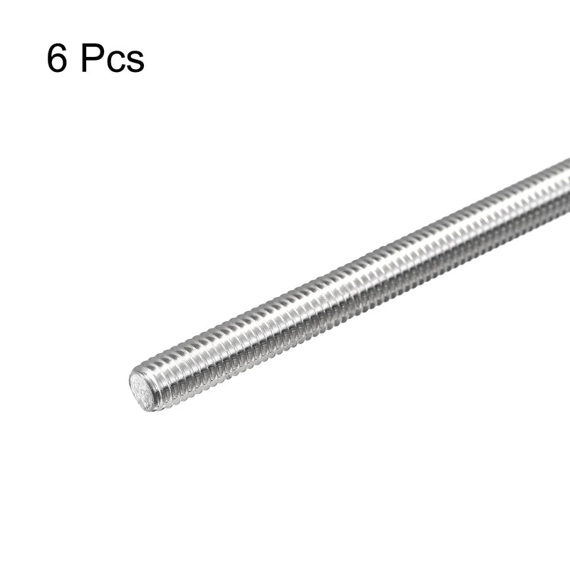 MECCANIXITY Fully Threaded Rod M6 x 500mm 1mm Thread Pitch 304 Stainless Steel Right Hand Threaded Rods Bar Studs 6 Pack M6x500mmx1mm