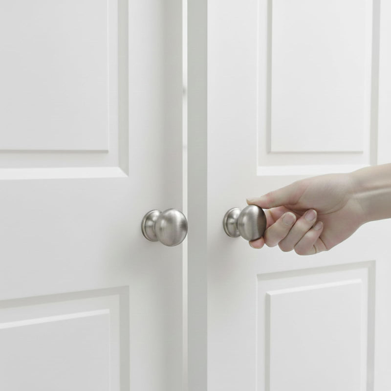 trust4care 4-Pack Large Brushed Satin Nickel Bi-fold Closet Door Knobs with Wide Base, Round Brass Wardrobe Folding Kitchen Cabinet Knobs, 1-1/2 Inch Furniture Pantry Drawer Pulls Handles Set of 4