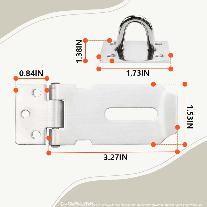 SANATO 4 pcs Padlock Hasp Latch Locks 3 Inch 304 Stainless Steel Door Lock Hasp Latch Hasp for Door Shed Gate Cabinet with Screw Brushed Nickel 3 Inch 4pcs
