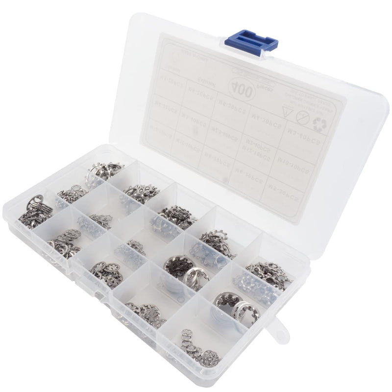 400 Pcs External Internal Tooth Star Lock Washers Assortment Kit, 304 Stainless Steel External & Internal Serrated Lock Washer Assortment Set-Size Included: M2 M2.5 M3 M4 M5 M6 M8 M10 M12