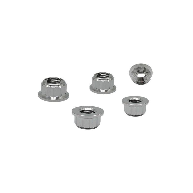 RISON Titanium Bi-Hex Sprocket Nut 12PT Flange Lock nut Titanium Metal Lock nut Pack of 5 (M10x1.25mm,Original) M10x1.25mm Original