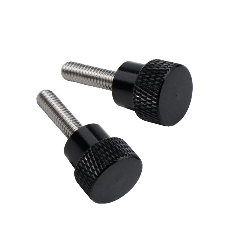6 Pcs M4 0.59"(15mm) Threads High Head Knurled Thumb Screws Knobs Aluminum Alloy Red Knurled Shoulder Flat Tip Thumbscrew, Black 0.59"(15mm) Threads length