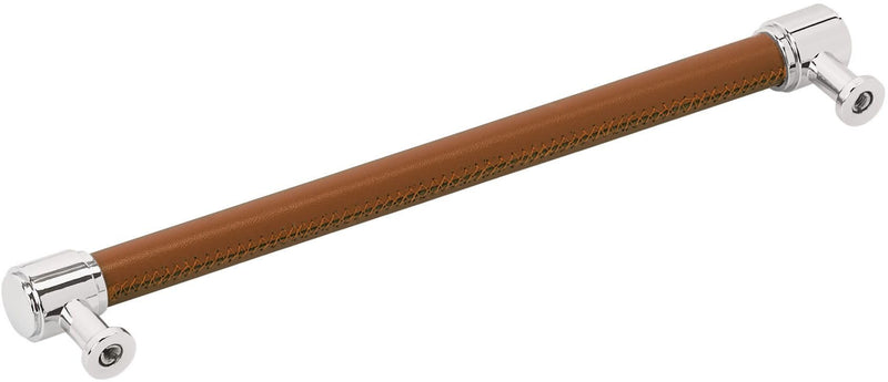 Signature Hardware 954069-O-81316 Lazzara 8-13/16 Inch Center to Center Cognac Leather Bar Cabinet Pull Golden Champagne