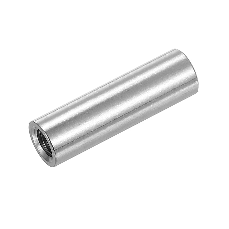 uxcell M8x1.25mm Round Coupling Nuts, 5 Pcs 304 Stainless Steel Connector Nuts Fasteners Rod Bar Stud 40mm for Industrial Construction Fasteners, Silver M8x1.25mm x 40mm