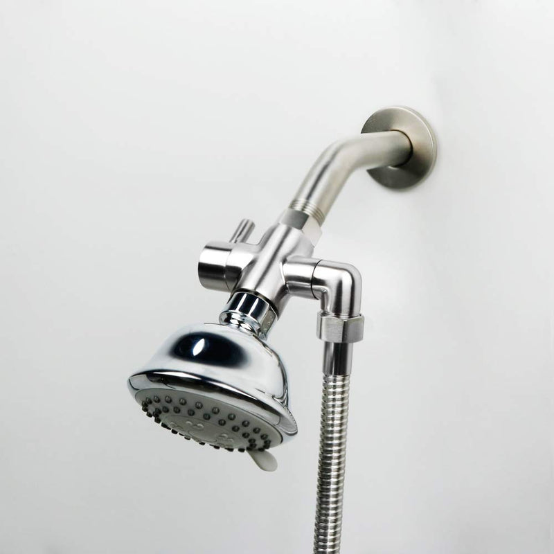 Shower Arm Diverter Valve Brass G1/2 3 Way Universal Bathroom Shower System Component Replacement for Handheld Shower Head and Fixed Spray Head, Brushed Nickel Brushed Nickle