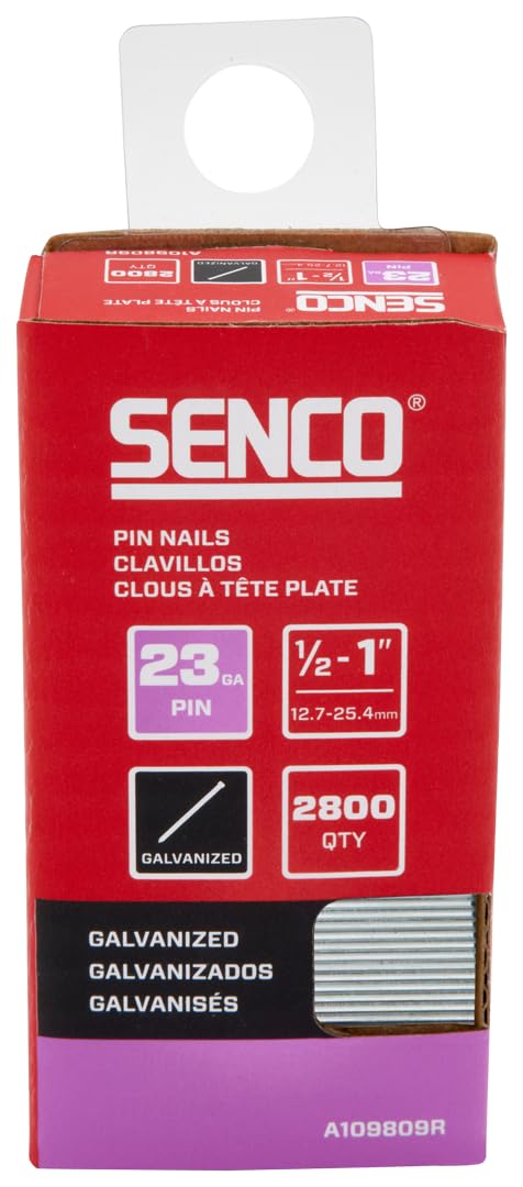 SENCO A109809R 1/2" - 1" 23 Gauge Pin Nails, Galvanized Finish 2,800 Count Pack