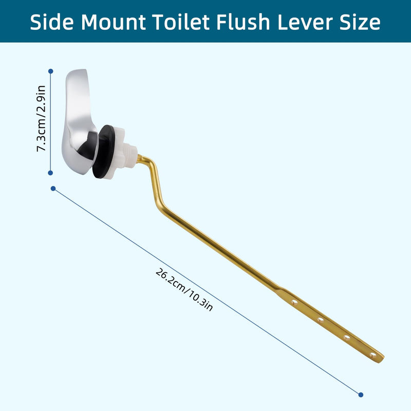Hygie Rinse Universal Toilet Handle Replacement Kit Side Mount Toilet Lever Compatible with American Standard/Glacier Bay/Gerber, Toilet Flush Handle with Flapper Chain, Chrome 1PC