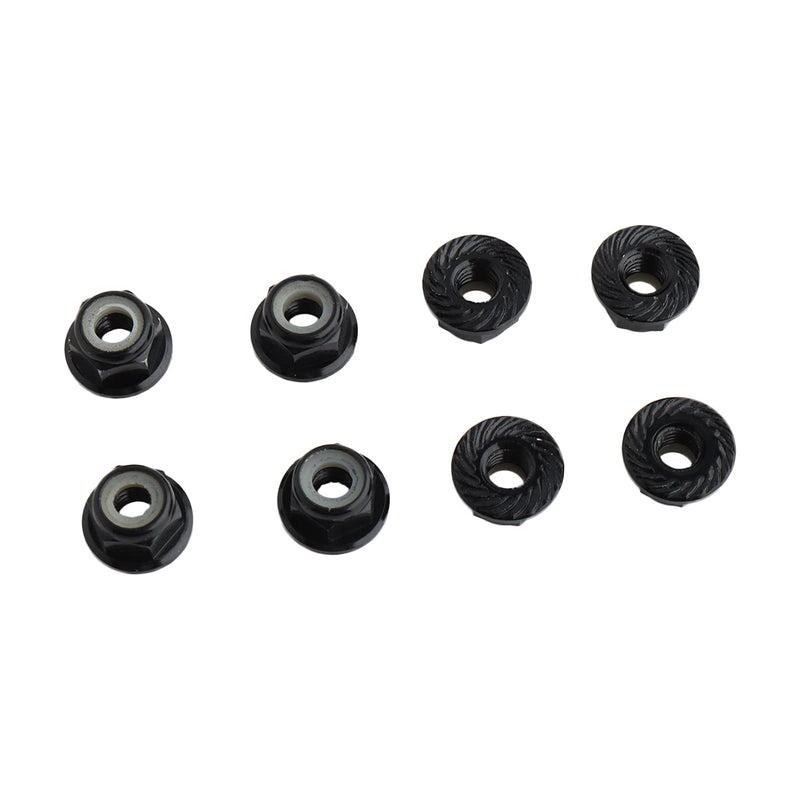 8PCS Flange M4 Lock Nuts Serrated Nylon Self-Tightening Aluminum M4 Wheel Hardware for Axial HPI TLR ECX Model RC Car Vehicles Upgraded Replacement Parts (Black) Black