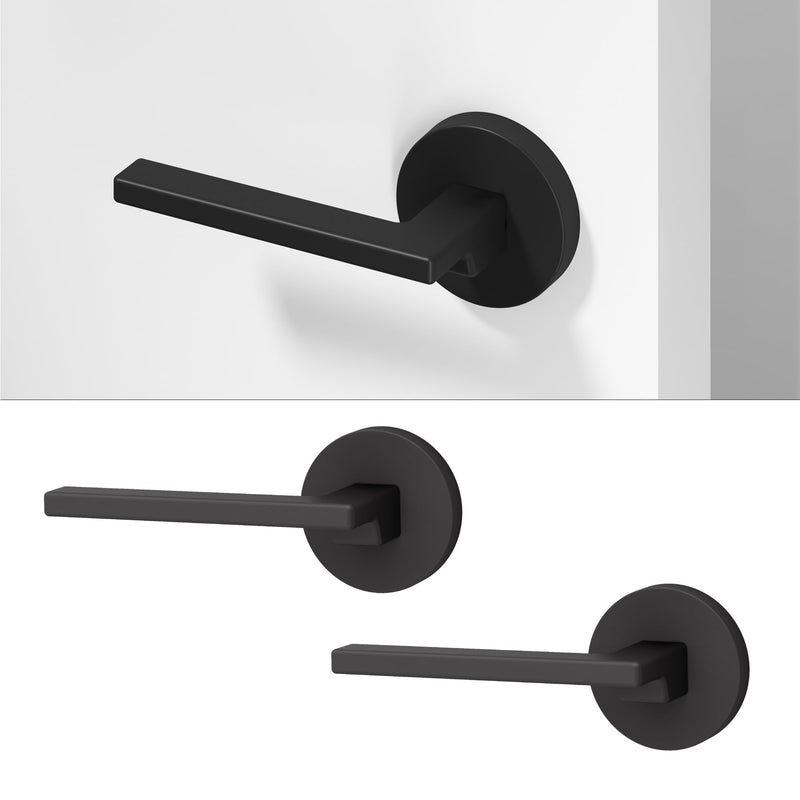 Okun Dune Dummy Door Handle – 2 Pack, Left-Handed, Non-Turning Lever for Closet, Pantry, or Hallway Doors – Matte Black Finish