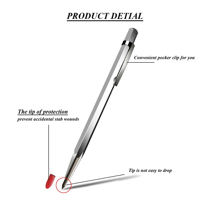 Tungsten Carbide Tip Scriber Marking Engraving Pen for Stainless Steel, Ceramics and Glass Carving (Silver) Silver