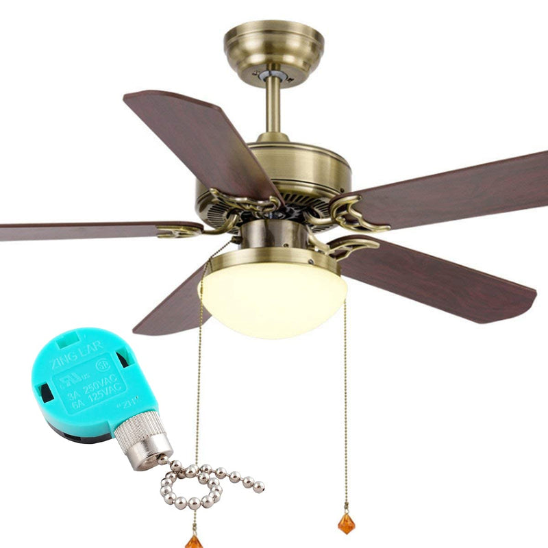 Ceiling Fan Switch 3 Speed 4 Wire Zing Ear ZE-268S6 Pull Chain Cord Switch Replacement for Ceiling Fans,Wall Lamps,Cabinet Light (Nickel Pull Chain) Nickel + Pull Chain - NewNest Australia