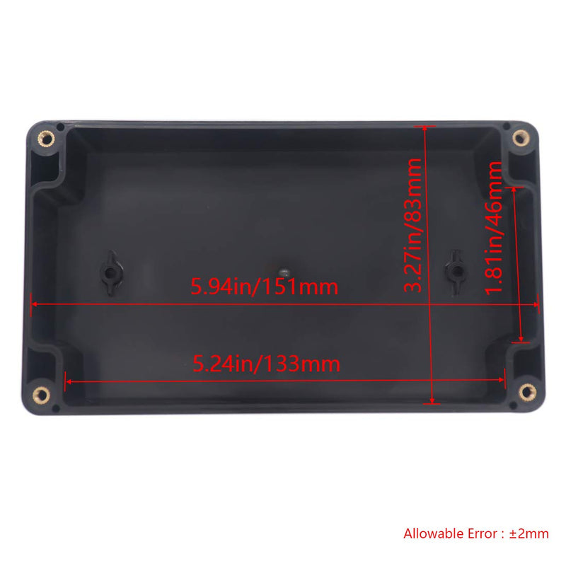 Project Box IP65 Waterproof Junction Box ABS Plastic Black Electrical Boxes DIY Electronic Project Case Power Enclosure 6.22x3.54x2.36 inch (158 x 90 x60 mm) 6.22"x3.54"x2.36"