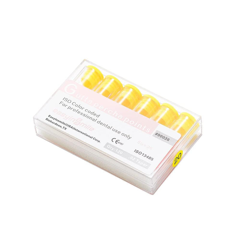 Dental Gutta Percha Points .02/ .04/.06 Taper Assorted for Endo Endodontics Root Canal (.02 Taper, 20) .02 Taper #20