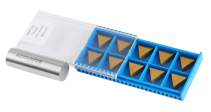Accusize Industrial Tools Tpg322 Tin Coated Carbide Inserts, 10 Pcs/Box, 2127-1028x10