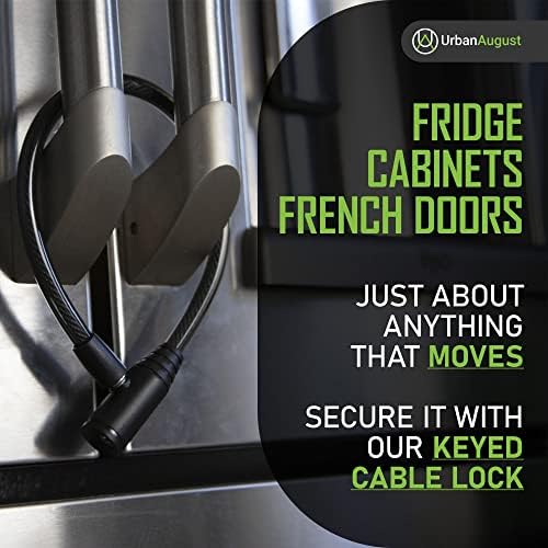 Urban August Child-Proof Refrigerator Lock for Kids & Adults - Lock for French Door Fridge and Cabinet (Small, White - 3 Pack Keyed Alike) Small