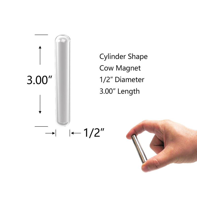 AlNiCo5 Cow Magnets, Cow Magnet 1/2" Diameter x 3.00" Length - 5Pack,Silver Heavy Duty Cylinder Magnet,Magnetic Metal Picker,Magnetic Stud Finder,Corrosion-Resistant and Water-Proof.