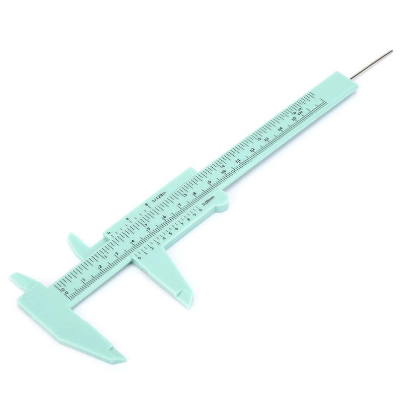 Joyzan Plastic Vernier Caliper, Mini Double Scale Measuring Tool Sliding Portable Gauge Ruler Fast Read Depth 0.05mm Precision Eyebrow Stencil Makeup Student School Office Home Carpentry Jewelry 150mm green