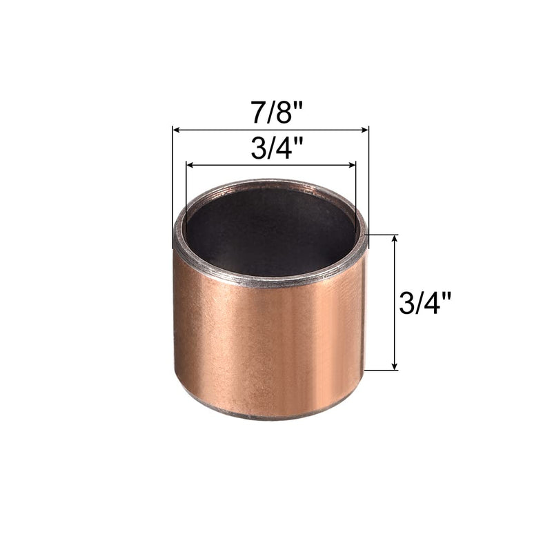 uxcell Sleeve Bearing 3/4" Bore x 7/8" OD x 3/4" Length Plain Bearings Wrapped Oilless Bushings