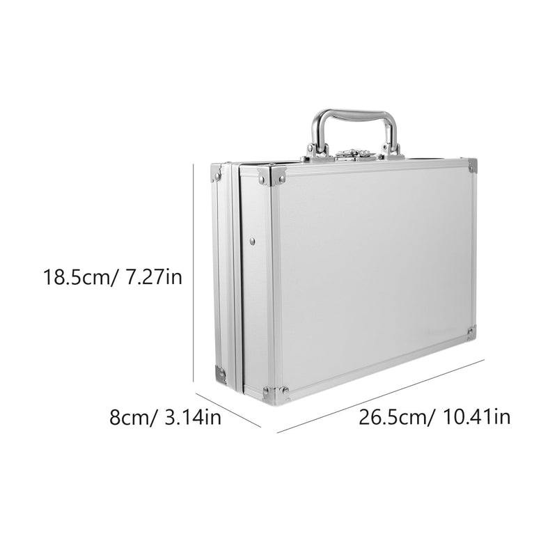 Gatuida Aluminum Storage Box Briefcase Style Tool Case with Lock Clasp Handheld Metal Case for Tools Cosmetics Instruments Travel Work 10.43 X 7.28 X 3.14 in