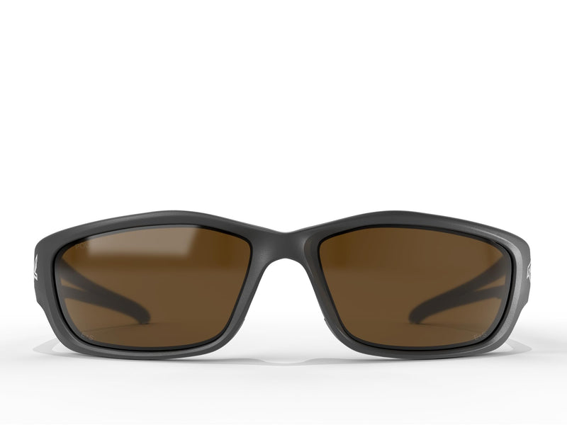 EDGE Kazbek XL Wrap-Around Safety Glasses, Anti-Scratch, Non-Slip, UV 400, Military Grade, ANSI/ISEA & MCEPS Compliant Black Frame Polarized Copper