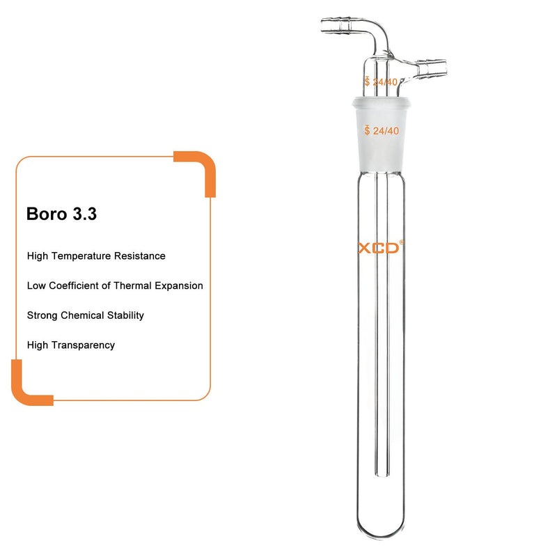 XCD Glass Vacuum Cold Trap, Lab Vacuum Cold Trap with 10mm Serrated Hose, 200 mm Length Below The 24/40 Joint