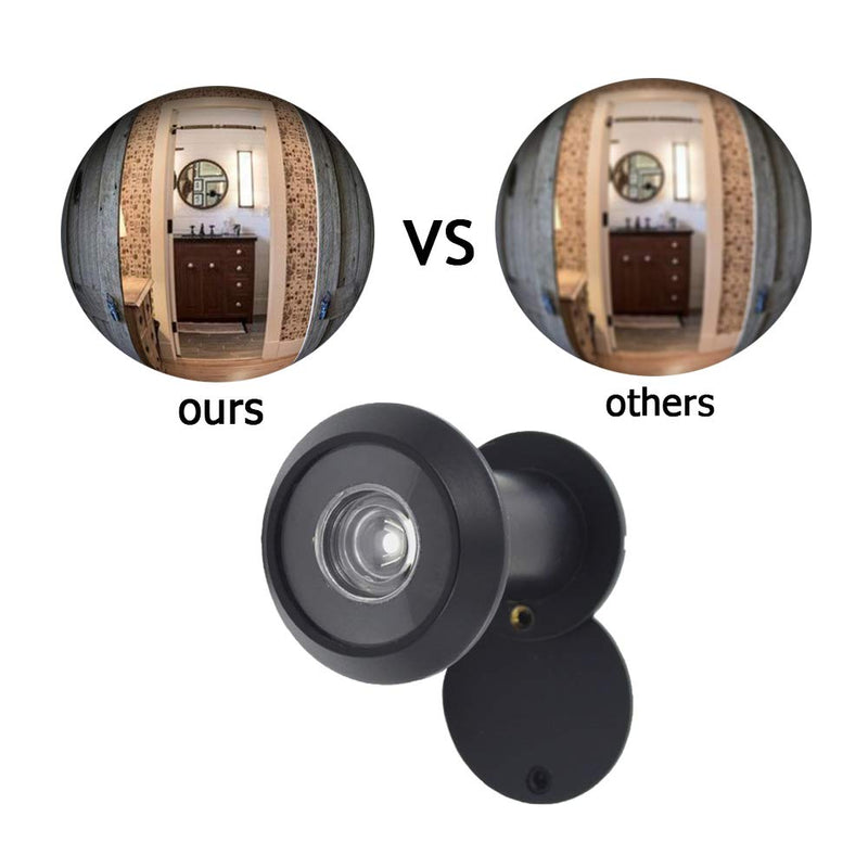Door Viewer Peephole, Solid Brass 200-degree Door Viewer with Heavy Duty Rotating Privacy Cover for 1-3/8" to 2-1/6" Doors for Home Office Hotel (Black) Black
