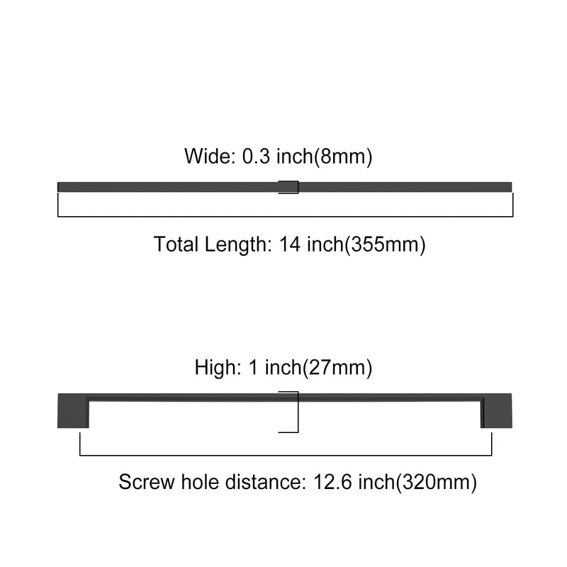 Matte Black Cabinet Pulls and Handles, 12.6 Inch, 6 Pack 12.6"/320MM Hole Center Matte Black