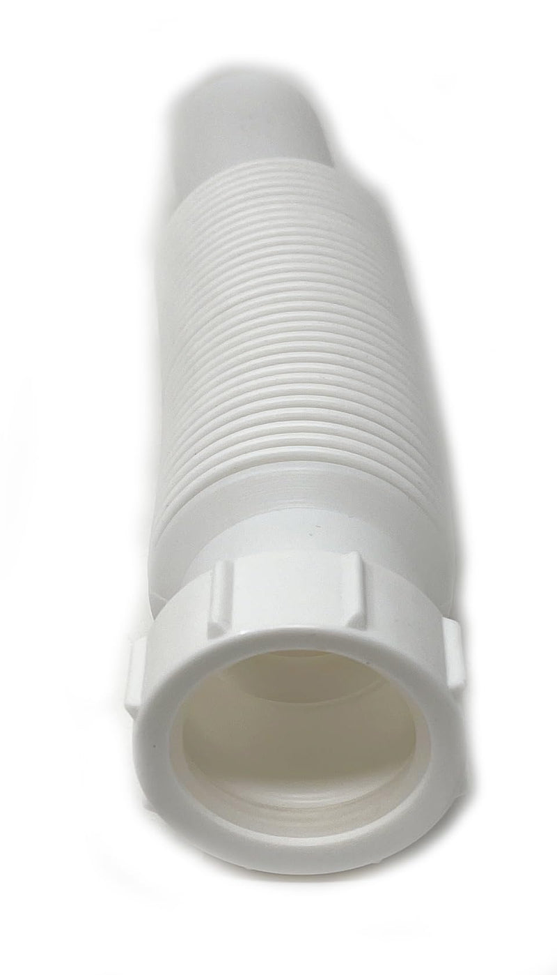 1-1/2 Inch x 15 inch Flexible Extension Tube with Slip-Joint Nut and Washer, White Polypropylene