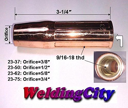 WeldingCity 5-pcs Gas Nozzles 23-50 1/2" for Lincoln 300-400 and Tweco Professional #3 MIG Welding Guns (Pack of 5 Nozzles) 5pk-2350