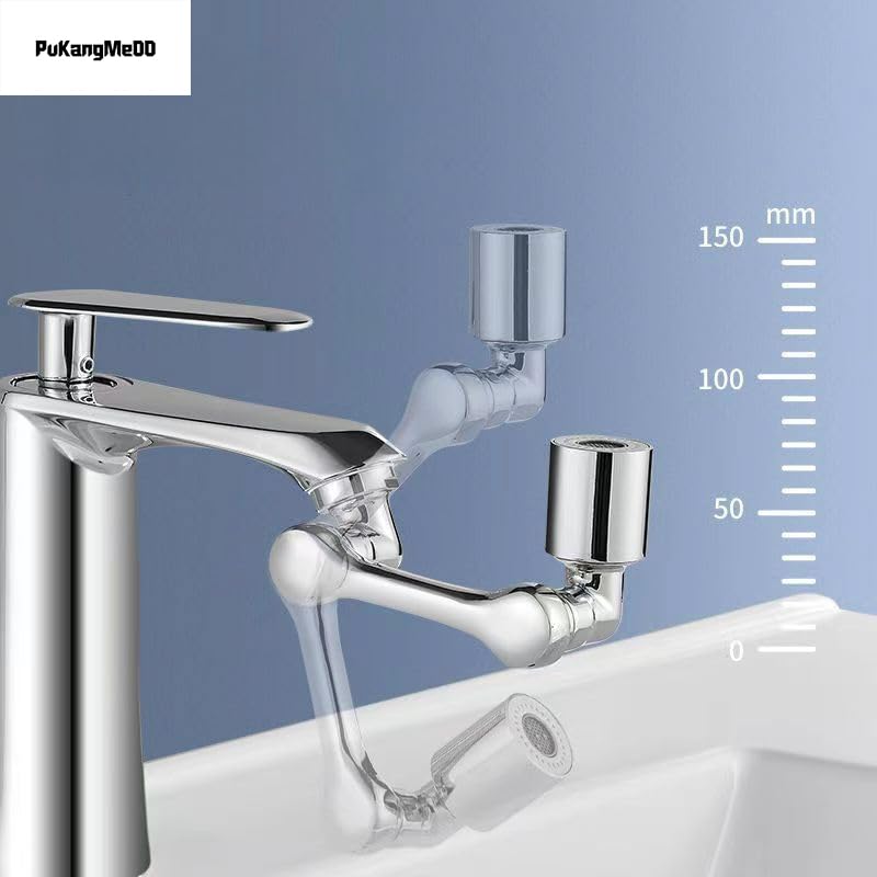 BSPIX 1080° Rotating Faucet Aerator Extender (Plastic) with Aerator Wrench - 22mm Inside Diameter Suitable for 20-24mm Faucets - Dual Models And Robotic Arm for Kitchen/Bathroom 1