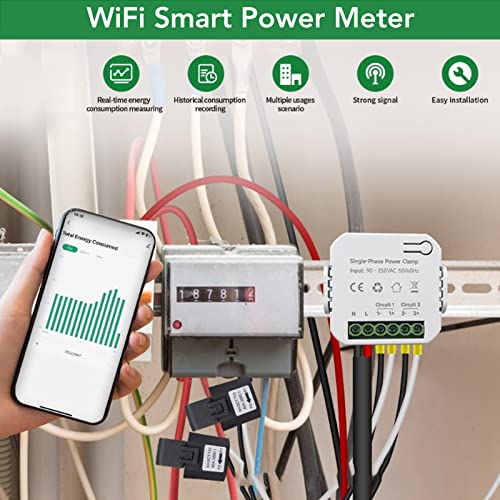 Power Consumption Monitor Real Time Electricity Meter with Clamp for Store Applications AC90‑250V
