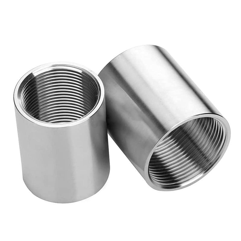 Beduan Stainless Steel Cast Pipe Fitting, Coupling, 1/2" x 1/2" Female Threaded (1" Length, Pack of 2) 1/2" Female x 1" Length