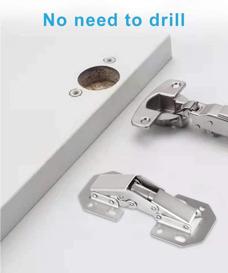 4-Pack Hidden Hinges for Cabinet Doors Frameless, Concealed Cabinet Hinges, Surface Mount Hinges 4 Pack