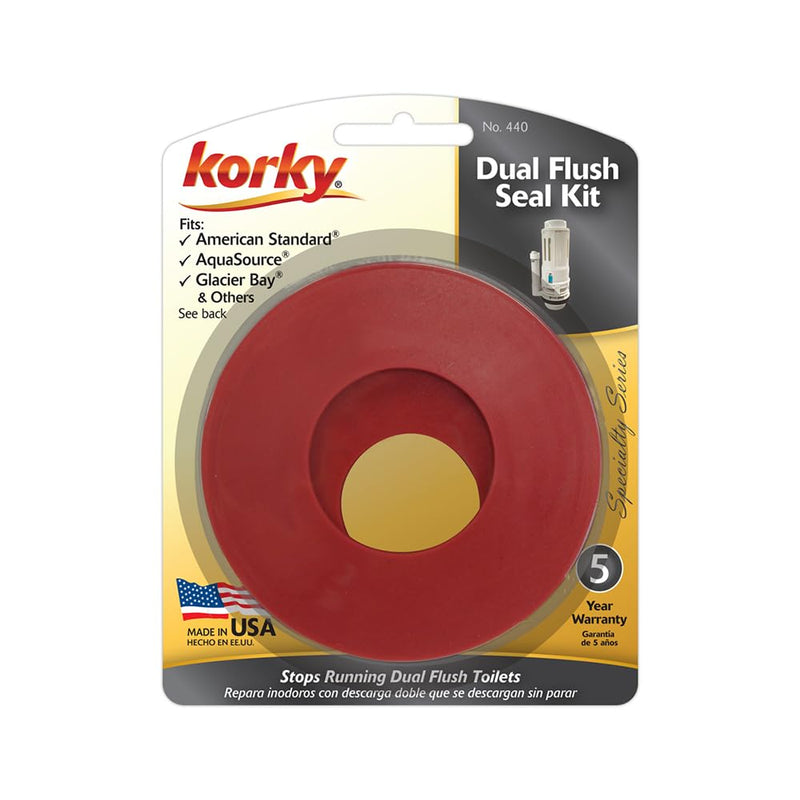 Korky 440BP Dual Flush Seal Kit - Replaces AquaSource, American Standard, Glacier Bay and Mansfield Seals - Made in USA , Red , 3 In. No Size