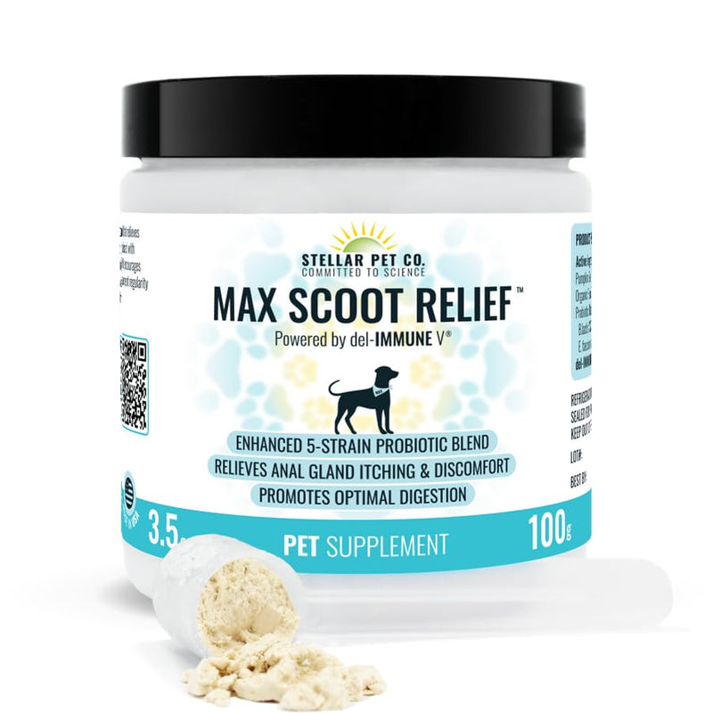 Max Scoot Relief™ for Dogs (Powered by del-IMMUNE V®) - Promotes Healthy Digestion and Immune Support | Reduces Anal Gland Itching