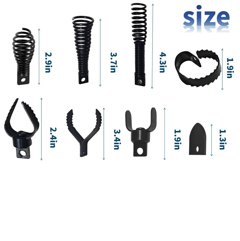 9 PCS Drain Snake Drill Attachment,Drain Cleaner Combination Cutter Head,Root Cutter For Drain Cleaning,Used in 50ft-100ft Ac Drain Cleaning Machine,for 5/16” To 3/4” Drain Snake Cables