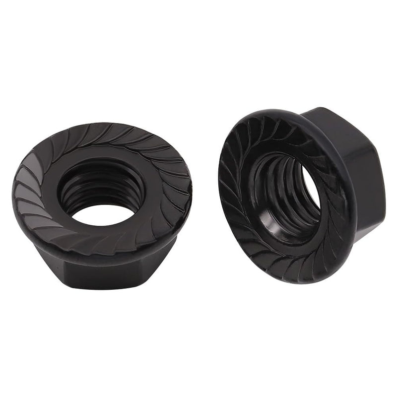 3/8-16 (12 Pack) Serrated Flange Hex Nuts, 304 (18/8) Stainless Steel Flange Nuts, UNC Coarse Thread Flange Hex Locknuts, Black Coated 3/8"-16 12